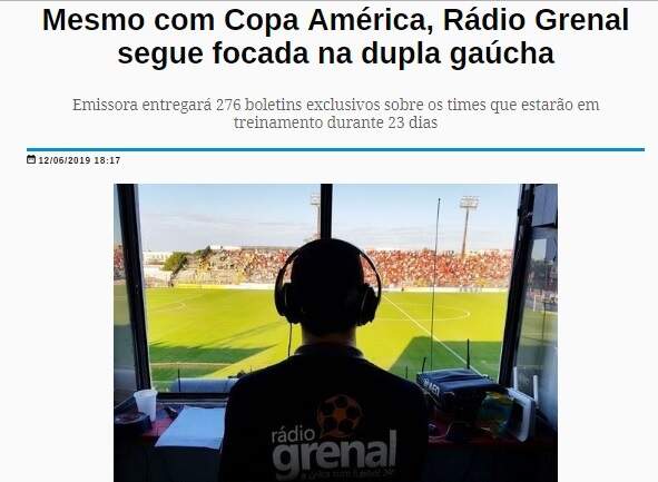 Sem título Cobertura da Rádio Grenal é destaque na mídia