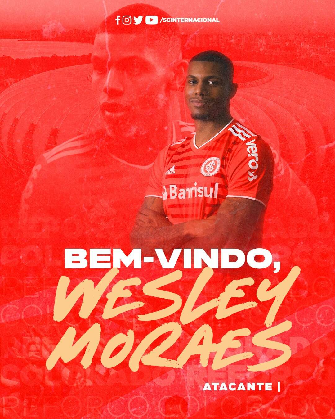 Inter anuncia a contratação de atacante Wesley Moraes, por
